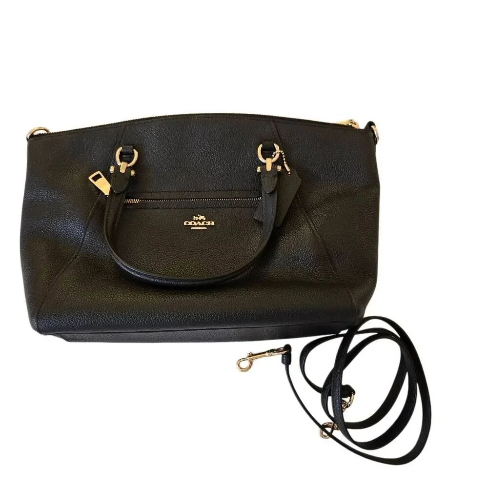 Coach Black Pebbled Leather Kelsey Satchel or Crossbody Purse